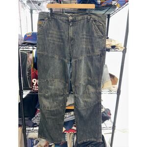 Distressed Iron Worker Double Knee Dark Wash Jeans Size 40x31
